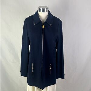 St John is Navy Knit Zip Jacket